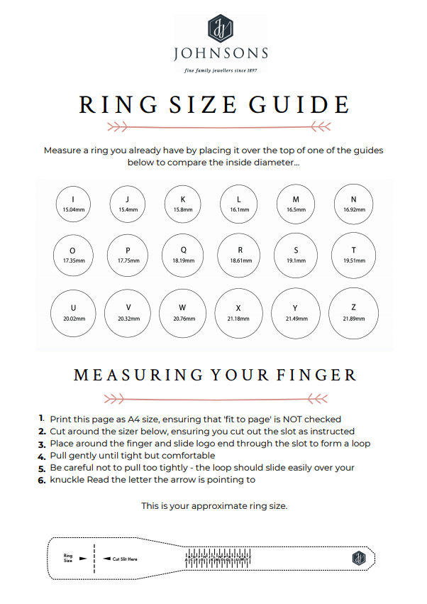 downloadable and printable ring size guide for a ring you already own and finger measuring paper