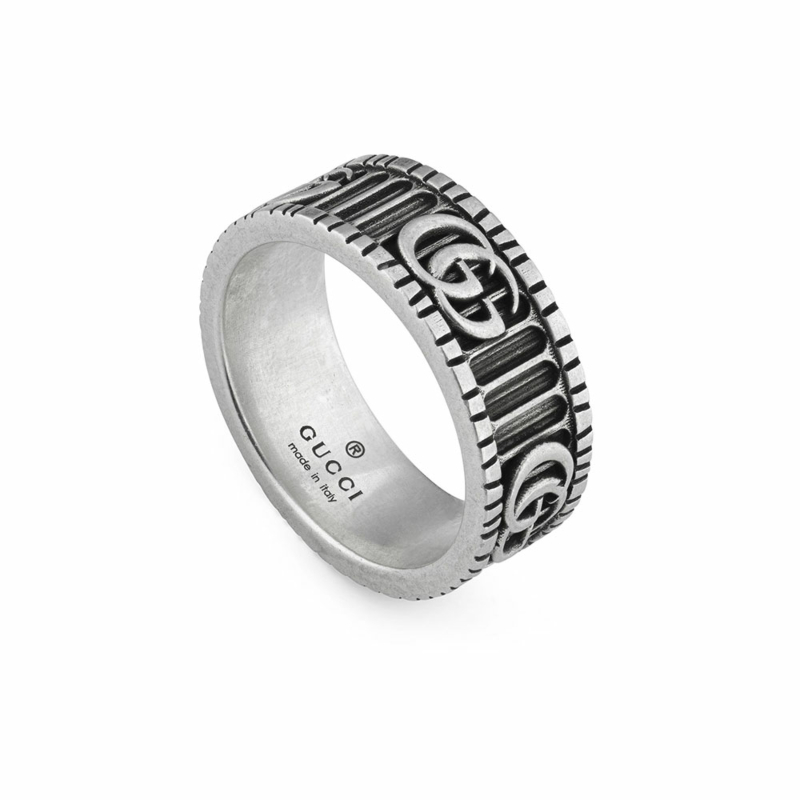 Gucci Aged Silver GG Marmont Ring 8mm YBC551899001 | Johnsons