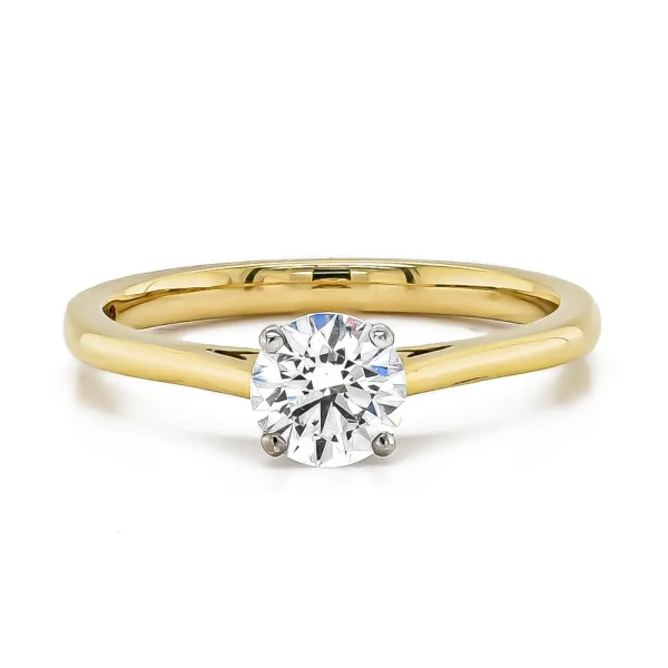 18ct Yellow and White Gold Certificated D Colour Diamond Ring .72cts