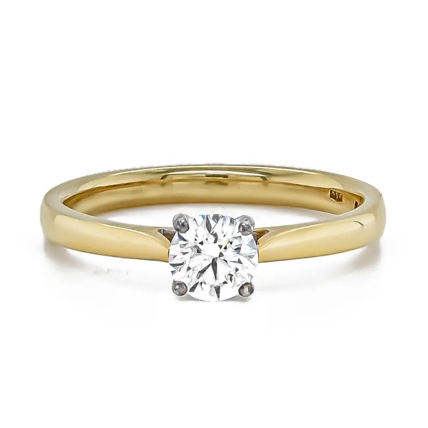 18ct Yellow Gold and Platinum D Colour Diamond Ring .50ct