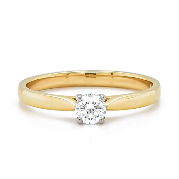18ct Yellow and Platinum Certificated D Colour Engagement Ring .30ct