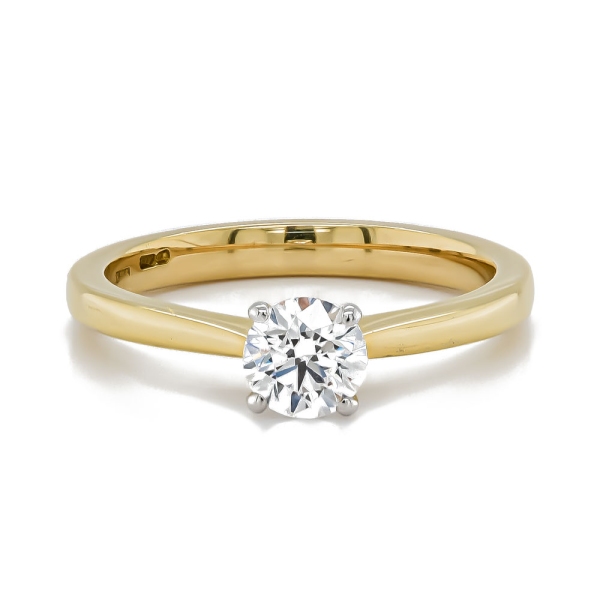 18ct Yellow and White Gold Single Diamond Engagement Ring .56cts