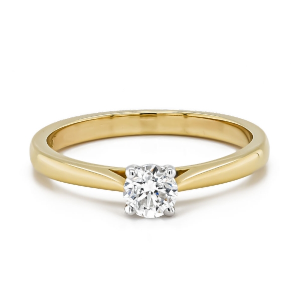 18ct Yellow and White Traditional Single Diamond Ring .39cts