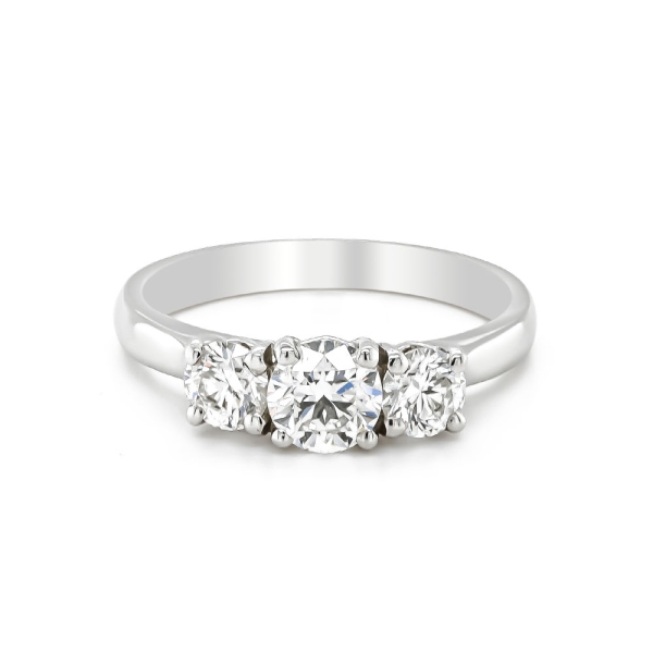 Platinum Three Stone F Colour Diamond Engagement Ring 1.21cts
