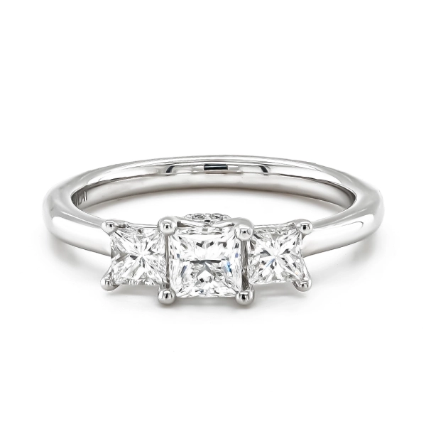 Platinum Princess Cut Diamond Trilogy Ring