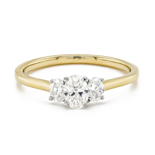9ct Yellow Gold Oval Trilogy Ring