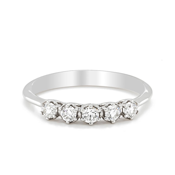9ct White Gold Five Stone Diamond Eternity Ring .35cts