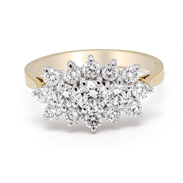 18ct Yellow and White Gold Diamond Cluster Cocktail Ring 1.33cts