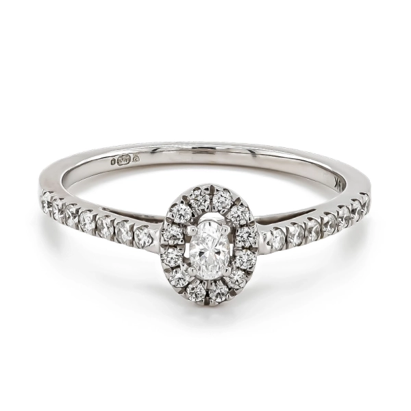 9ct White Gold Oval Diamond Cluster Ring .33cts