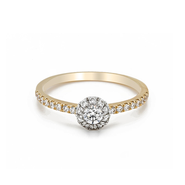 18ct Yellow and White Gold Diamond Cluster Ring