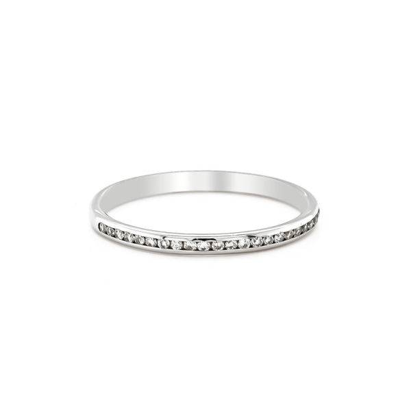 9ct White Gold Brilliant Cut Channel Set Band .13cts