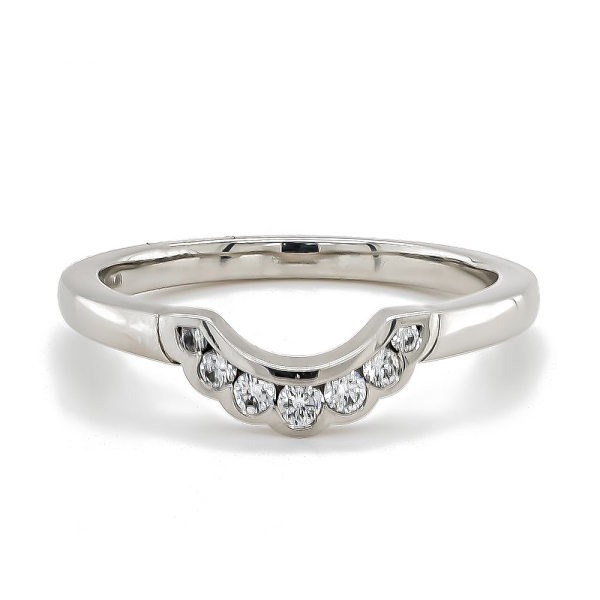 Platinum Frill Shaped Diamond Curved Band .14cts