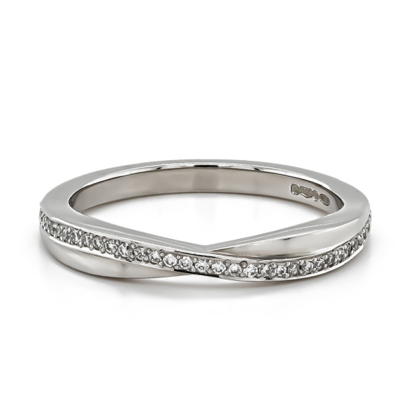Platinum Twisted Two Band Diamond Ring .12cts