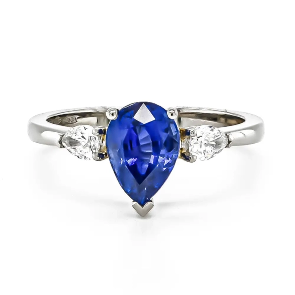 Platinum Sapphire & Diamond Claw Set Ring