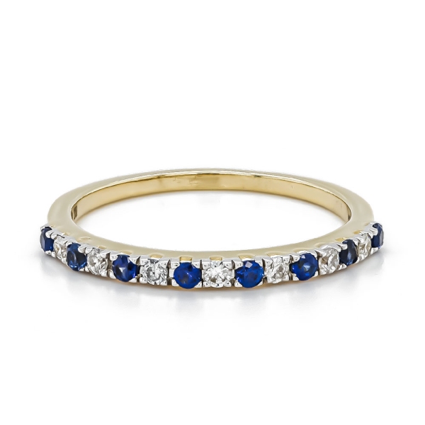 9ct Yellow and White Gold Sapphire and Diamond Eternity Claw Set Ring