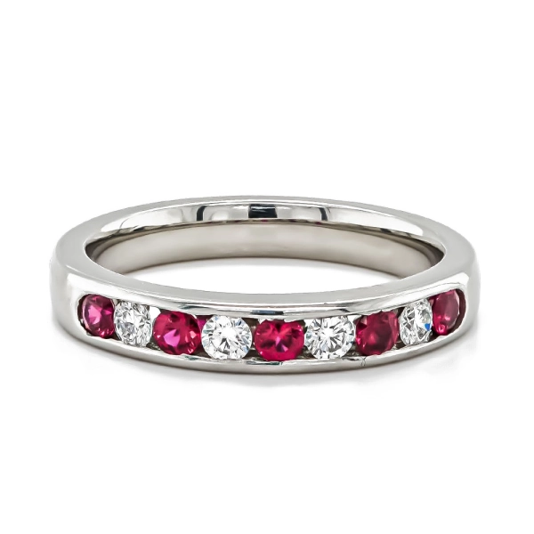 Platinum 0.36ct Ruby and 0.23ct Diamond Channel Set Ring