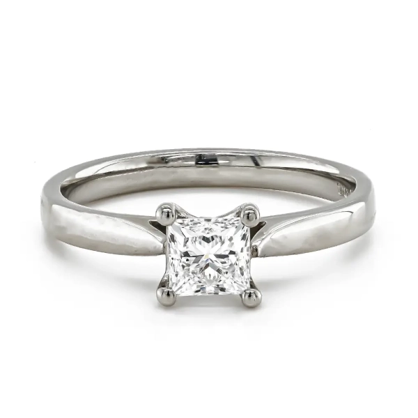 Platinum Single Princess Cut D colour .71cts Diamond Ring