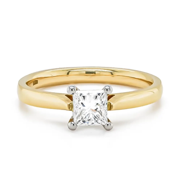 18ct and Platinum  Single Princess D Colour Diamond Engagement Ring .60ct