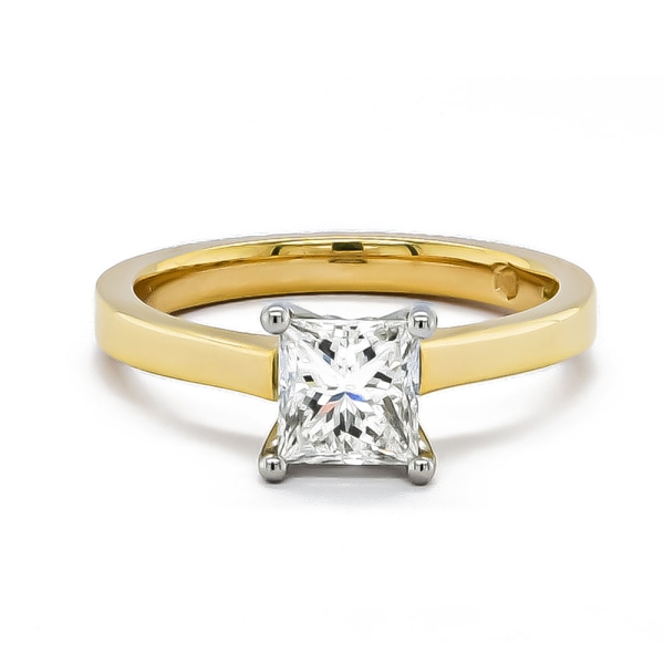 18ct & Platinum Single Princess Cut Diamond Engagement Ring 1.08ct