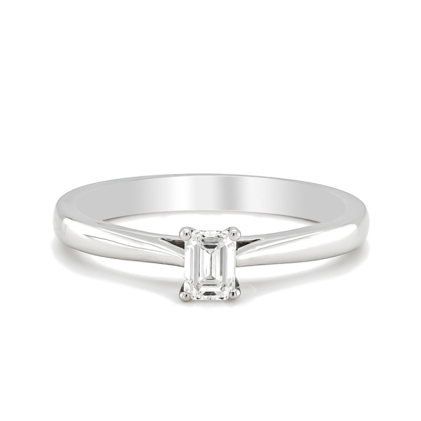 Platinum Emerald Cut 0.31ct Diamond Claw Set Ring