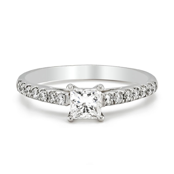 Platinum Princess 0.50ct and Brilliant 0.25ct Cut Diamond Ring