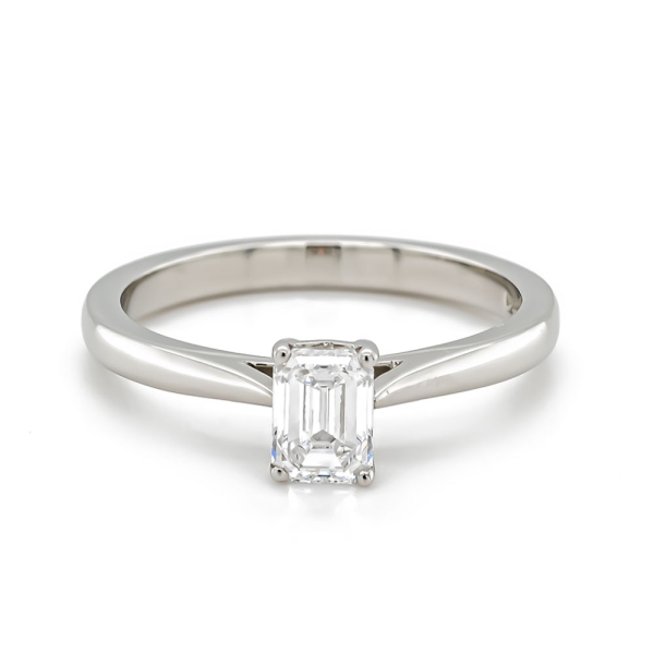 Platinum Emerald Shaped Lab Grown Diamond Ring .73cts