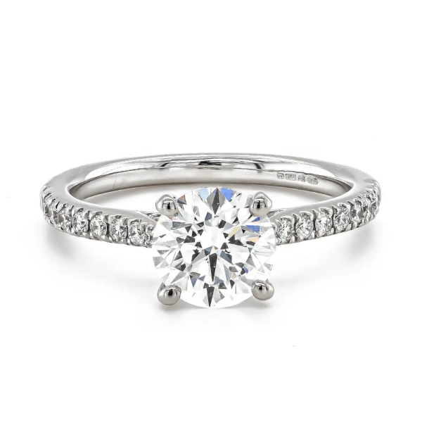 Platinum Brilliant Cut Lab Grown Diamond Ring with Lab Diamond Shoulders 1.70ct