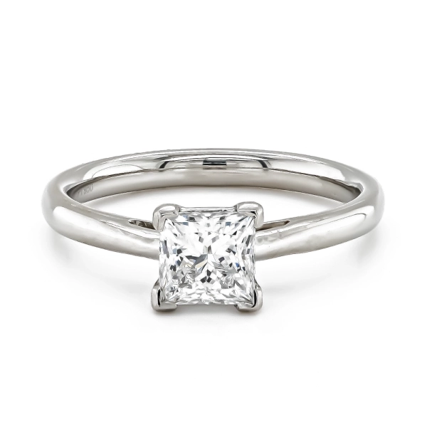 Platinum Lab Grown Princess Cut Solitaire Diamond Ring 1.01ct
