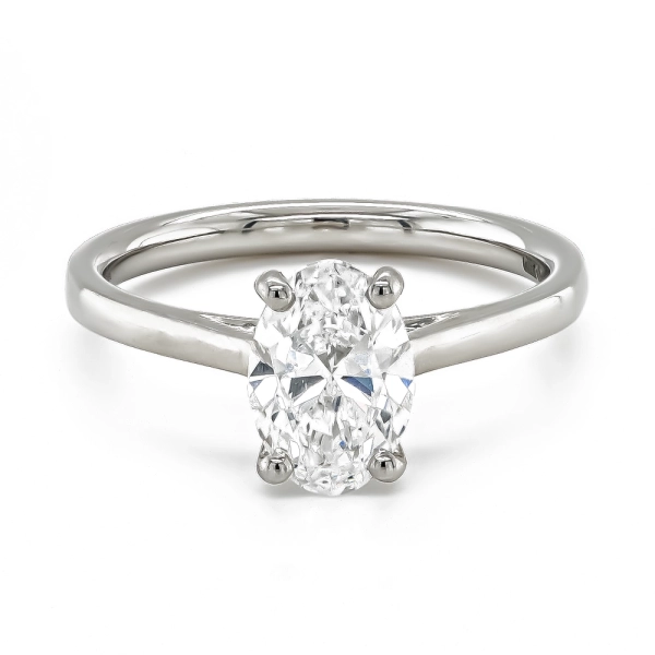 Platinum Lab Grown Solitaire Oval Diamond Ring 1.50ct