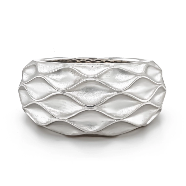 Silver Satin Finished Patterned Wide Ring