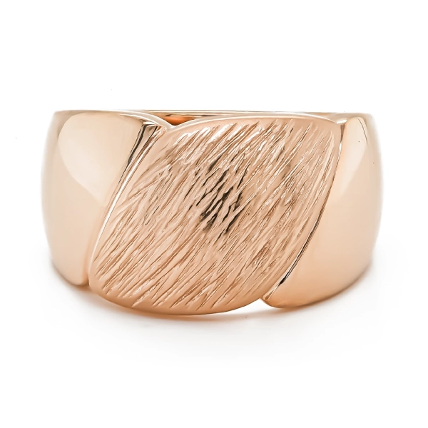 Silver & Rose Gold Plated Wide Patterned Ring