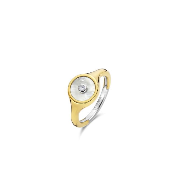 Ti Sento Silver Gold Plated Signet Ring 12296NW/56