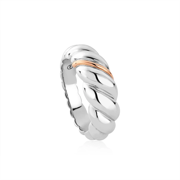 Clogau Silver and Rose Lovers Twist Ring 3SLTW0655