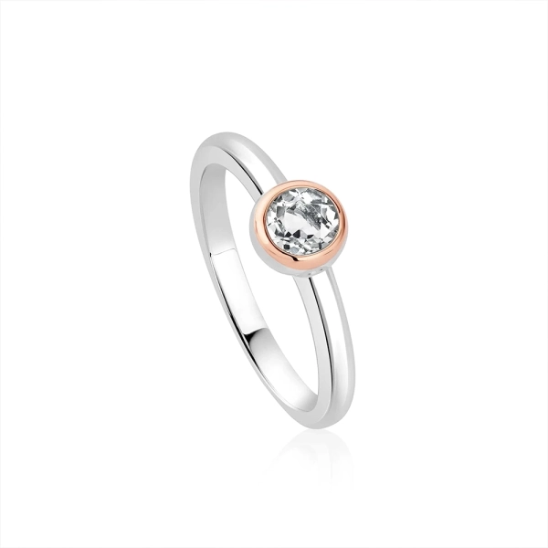 Clogau Silver and Rose Gold Celebration White Topaz Ring 3SCLC0654