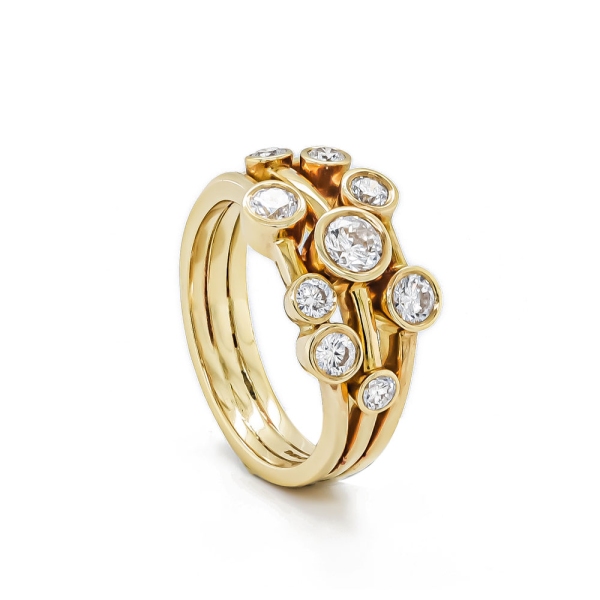 18ct Yellow Gold Diamond Bubble Dress Ring 1.02cts