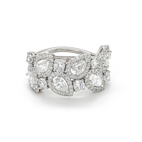 Platinum Pear & Brilliant Cut Diamond Cluster Ring