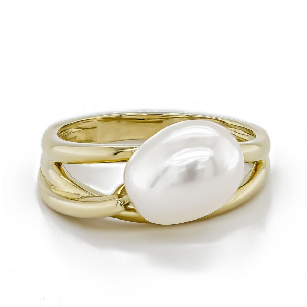 9ct Yellow Gold Split Shank Freshwater Pearl Band