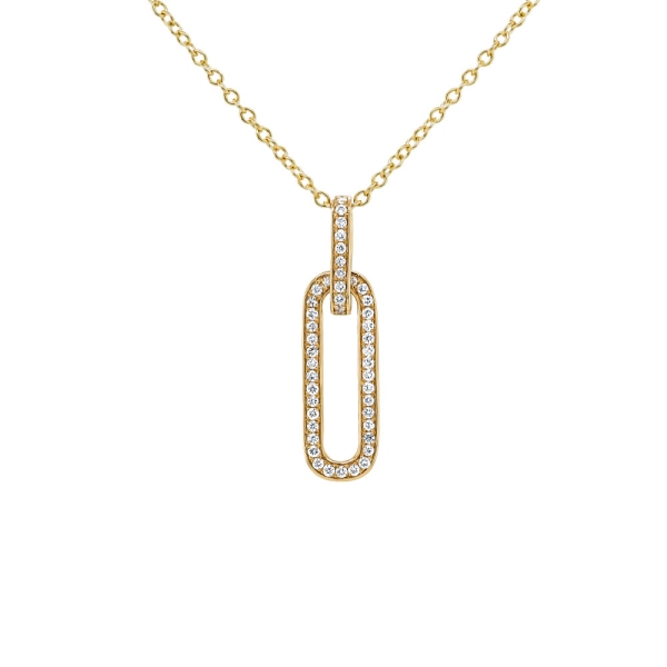 18ct Yellow Gold Open Diamond Loop Pendant with 18" Chain