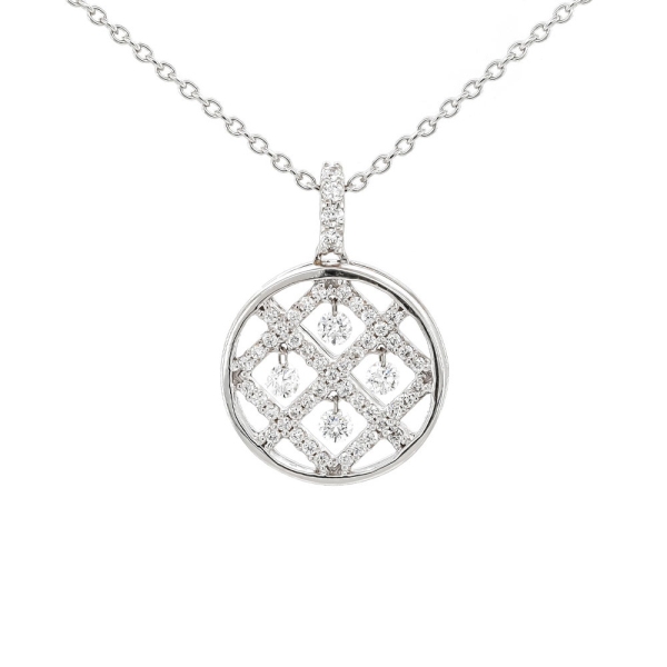 18ct White Gold Scattered Diamond Circle Pendant .43cts