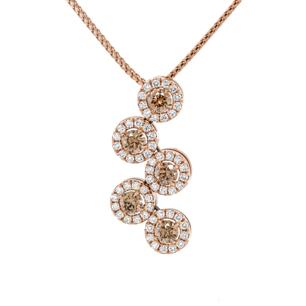18ct Rose Gold Fancy Brown and White Diamond Pendant with 16" Chain