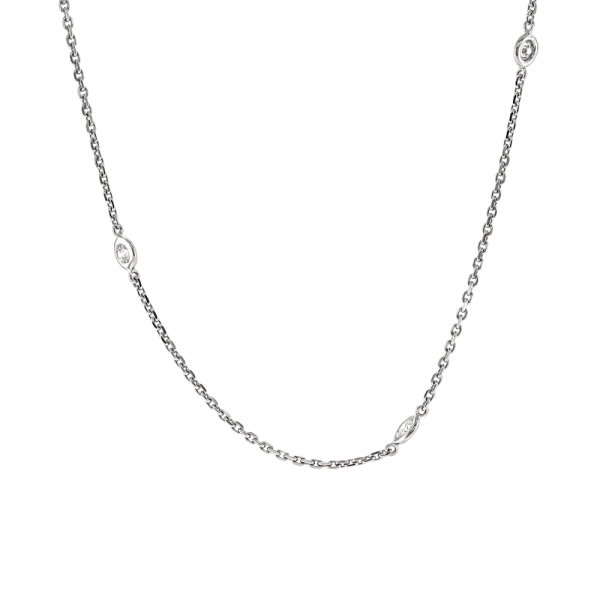 18ct White Gold Five Diamond Spectacle Necklace .35cts