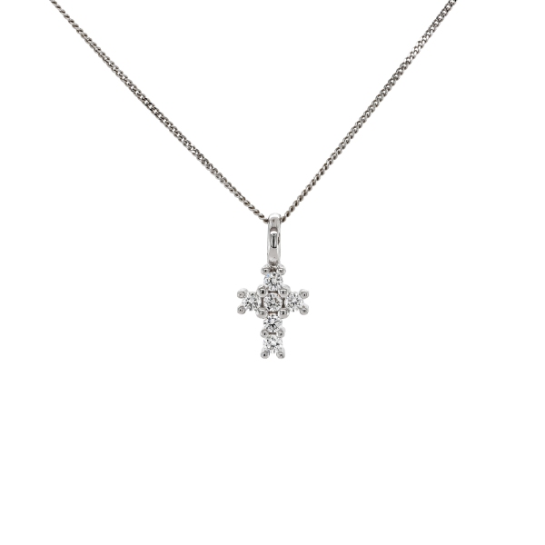 9ct White Gold Diamond Cross Pendant .10cts