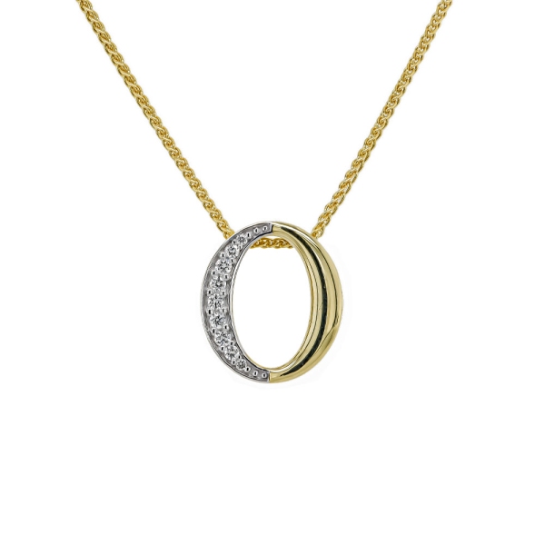 9ct Yellow Gold Open Circle Diamond Pendant