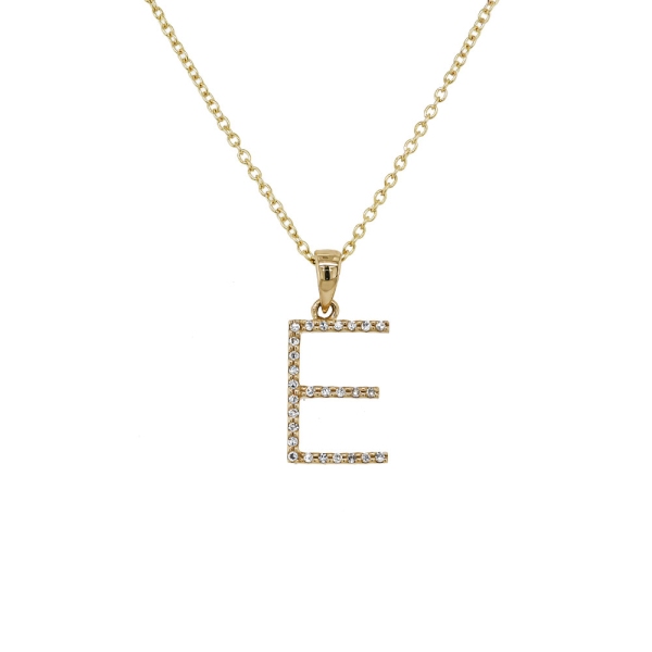 9ct Yellow Gold Diamond  Set Initial E Pendant