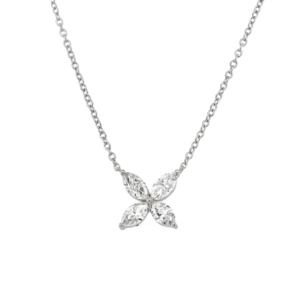18ct White Gold Marquise Diamond Pendant & 18" Chain 