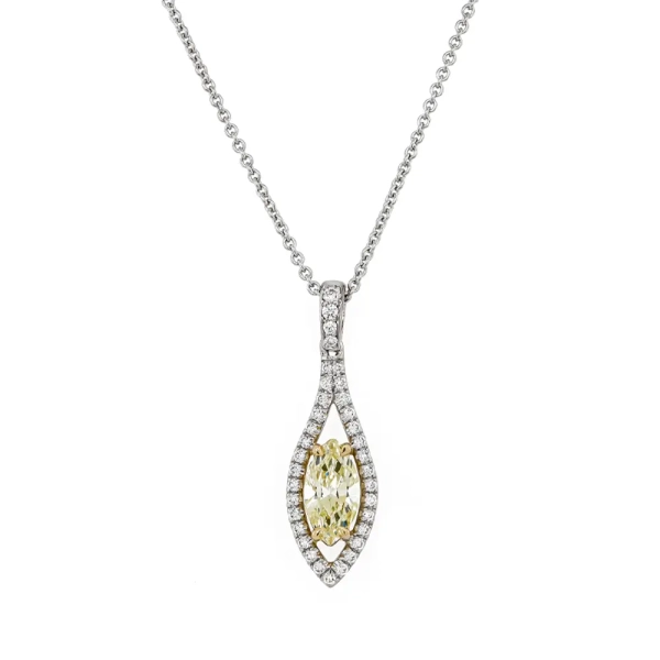 18ct White Gold Marquise Diamond Pendant & 16" Chain