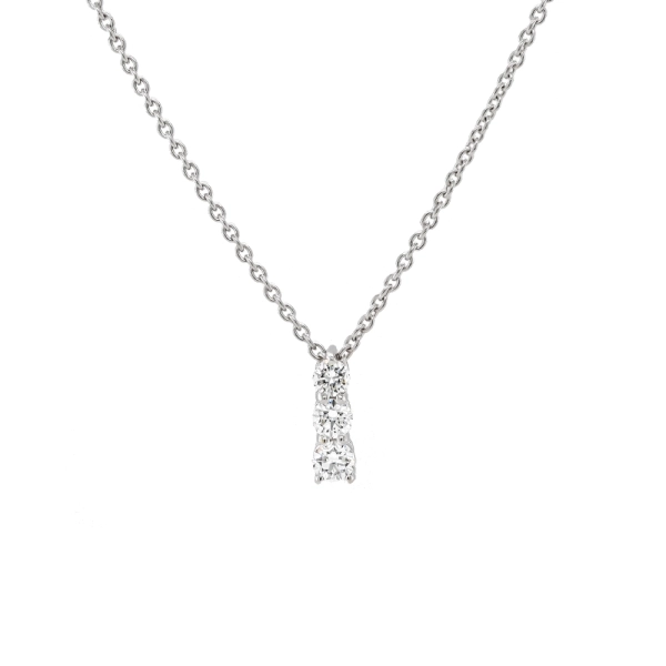 18ct White Gold Three Diamond .25cts Drop Pendant with Chain 