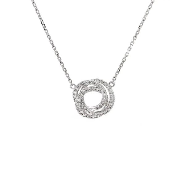 18ct White Gold Brilliant Cut Diamond Spiral Necklace with 16" Chain