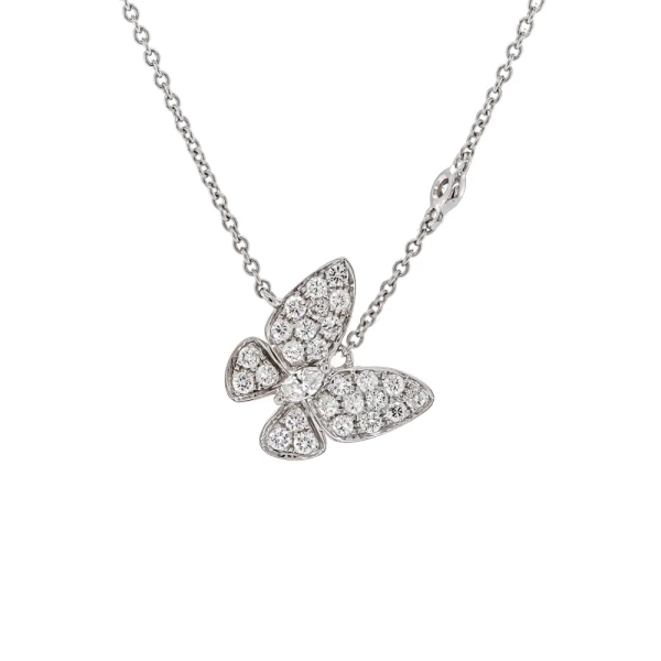 18ct White Gold Brilliant & Marquise Diamond Butterfly Necklace