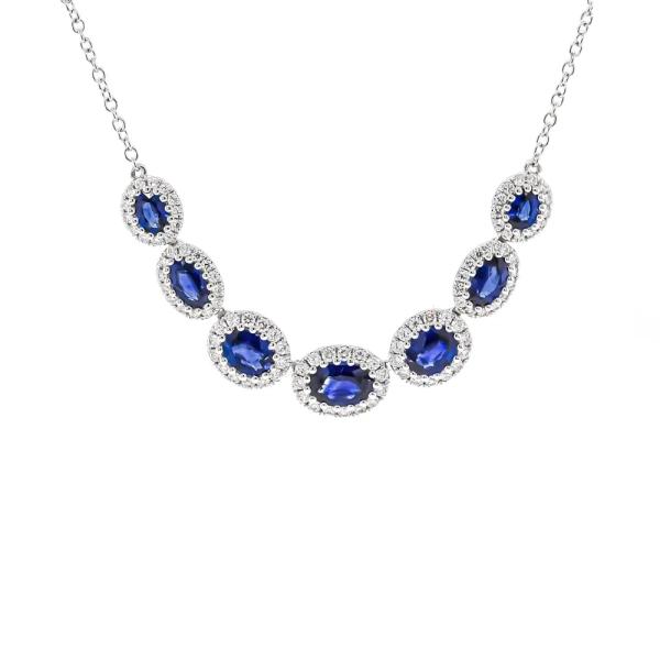 18ct White Gold Sapphire & Diamond Necklace